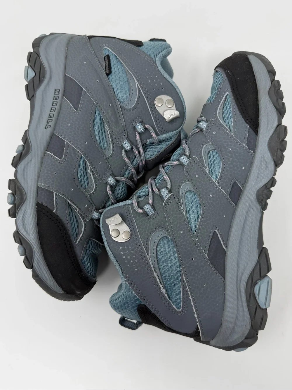 Merrell kids Gray & Blue Hiking Boots with Pink Logo Accent Sz.4.5